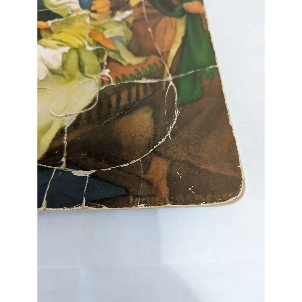 60s - 70s 13 piece Puzzle Luke 8 41-56 Jesus Heals a sick woman signed cardboard